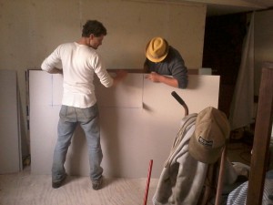 cutting drywall
