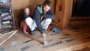 granite scraps soil-cement floor