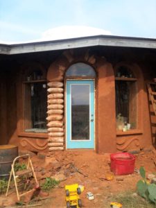 front door archway, earthbag build oklahoma, home-farm, cob plaster