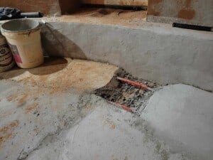 radiant floor tubing exposed