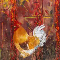 abstract realism, rooster painting, alisoncanyonart, wall decor,