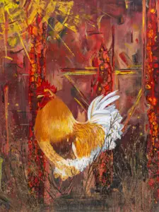 abstract realism, rooster painting, alisoncanyonart, wall decor,